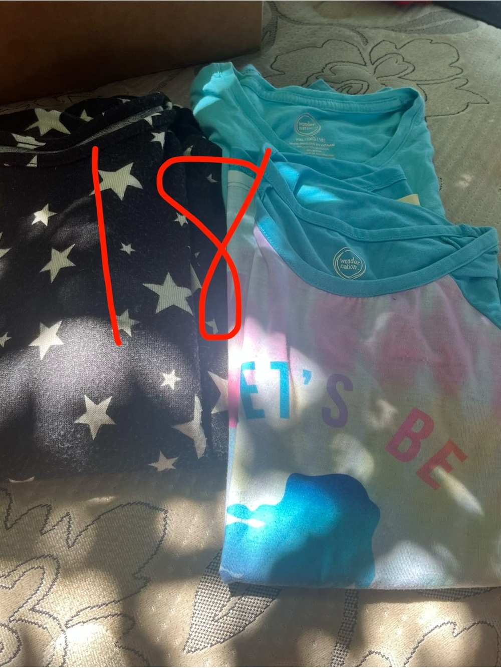 Girls' Star & Aqua Pastel Kids Pajama Tops - Pack